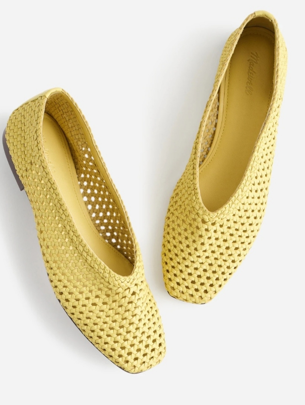 Madewell The Mylie Ballet Flat in Handwoven Leather ICE LEMON US 10